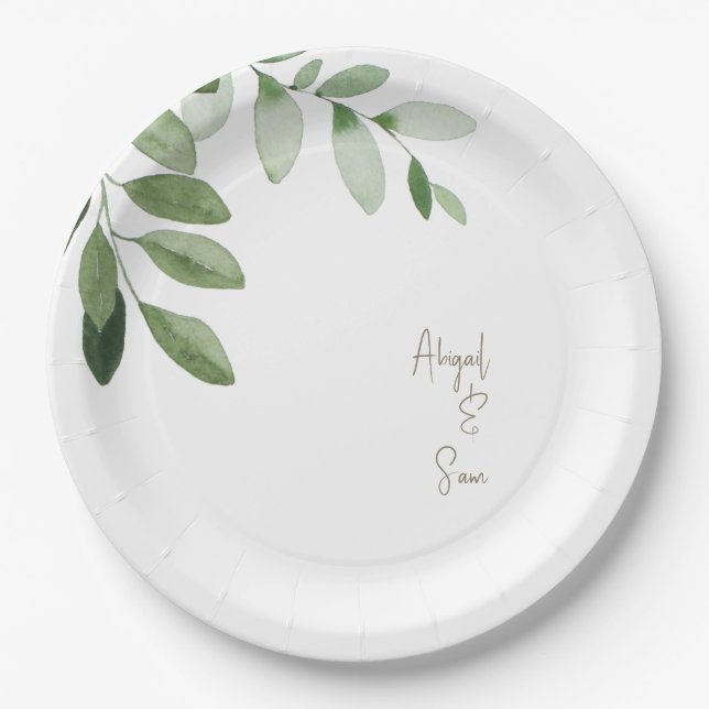 Aquarell Personalisierte Hochzeit Pappteller (Vorderseite)