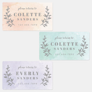 Aquarell Personalisierter Name Etiketten