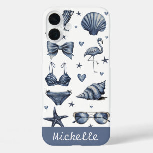 Aquarell Personalisiertes Sommer-Reise-Thema Stran iPhone 16 Plus Hülle