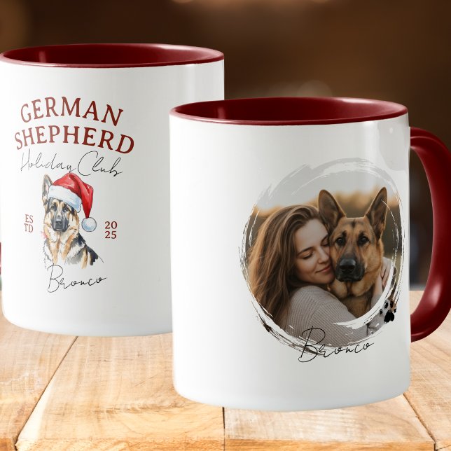 Aquarell Pet Portrait Weihnachten Tasse (Enhance your holiday kitchen set with this Watercolor Pet Portrait Christmas German Shepherd Mug! )