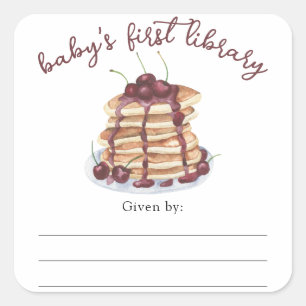 Aquarell-Pfannkuchen-Baby-Shower-Exlibris Quadratischer Aufkleber