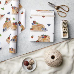 Aquarell-Pfannkuchen-Beeren-Frühstück-Brunch Geschenkpapier