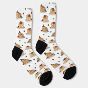 Aquarell-Pfannkuchen-Beeren-Frühstücks-Essen Socken