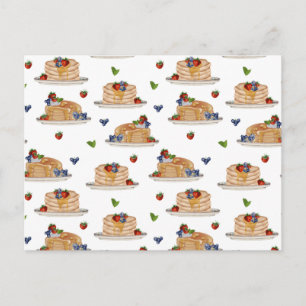 Aquarell-Pfannkuchen-Beeren-Frühstücks-Essensmuste Feiertagspostkarte