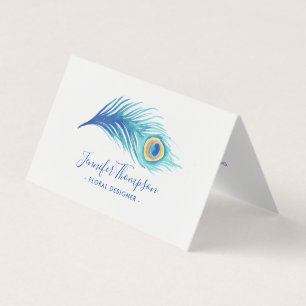 Aquarell-Pfau-Feder Visitenkarten