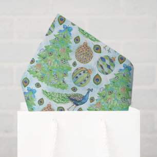 Aquarell-Pfau-Weihnachten Seidenpapier