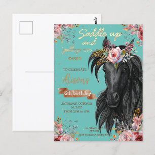 Aquarell Pferd Geburtstag Cowgirl Pony Postkarte