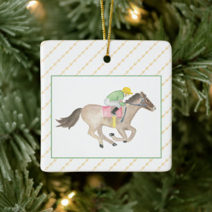Aquarell Pferd & Jockey Derby Pferderennen Geschen Keramikornament