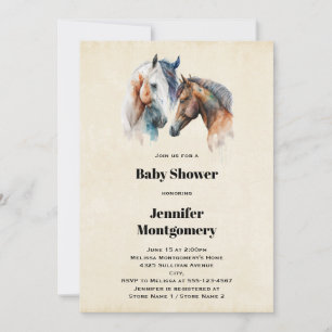 Aquarell-Pferde Boho tropfende Farbe Baby Shower Einladung