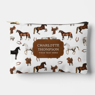 Aquarell Pferde Hufeisen Pferdesättel Zubehörtasche