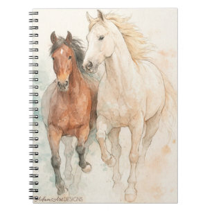 Aquarell-Pferde laufen zusammen Notizblock
