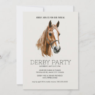 Aquarell-Pferdekopf Kentucky Derby-Party-Einladung Einladung