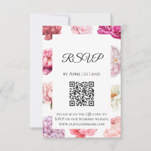 Aquarell-Pfingstrose-RSVP-Karte   Rosen-Gold-Blume RSVP Karte