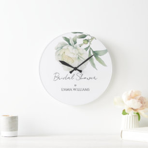 Aquarell-Pfingstrosen-Blume   Brautparty Große Wanduhr
