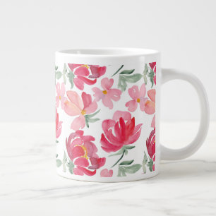 Aquarell-Pfingstrosen-Muster Jumbo-Tasse
