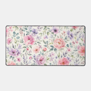 Aquarell-Pfingstrosen und Lavendel-Blumenmuster Schreibtischunterlage