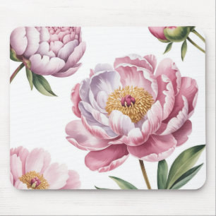 Aquarell-Pfingstrosenblüte Weiches Florales Mauspa Mousepad