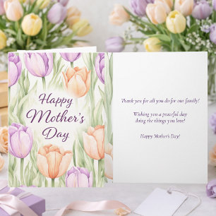 Aquarell Pfirsich Lila Tulpen Alles Gute zum Mutte Karte