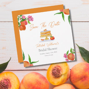Aquarell-Pfirsich-Torte mit Blüten Junggesellinnen Save The Date