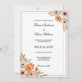 Aquarell Pfirsichblüten Florale Hochzeit Einladung