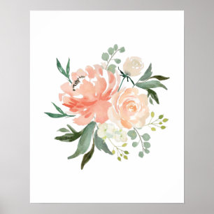 Aquarell-Pfirsichblüten-Kinderzimmer-Druck Poster