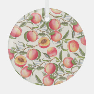 Aquarell-Pfirsiche, nahtloses florales Muster. Ornament Aus Glas