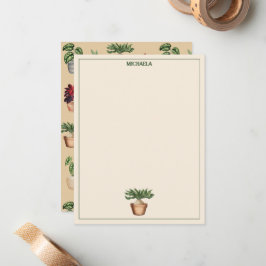 Aquarell Pflanze Terracotta Töpfe Name Mitteilungskarte