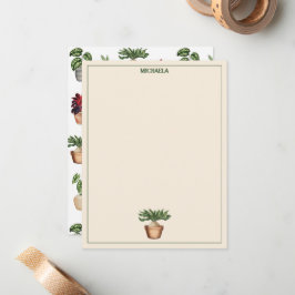 Aquarell Pflanze Terracotta Töpfe Name Mitteilungskarte