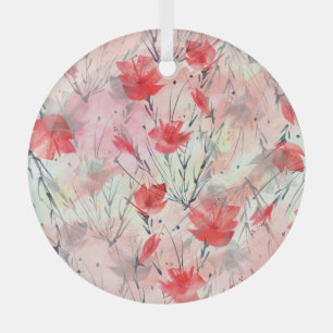 Aquarell-Pflanzen-Kräuter-Blumen-Muster Ornament Aus Glas