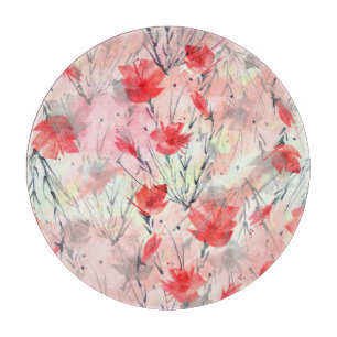 Aquarell-Pflanzen-Kräuter-Blumen-Muster Schneidebrett