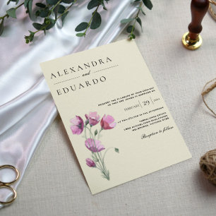 Aquarell-Pflaume-Rustikale-Floral-Hochzeit Einladung