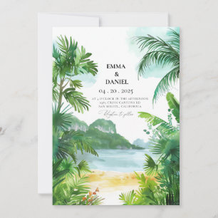 Aquarell Phuket Thailand Tropische Hochzeit Einladung