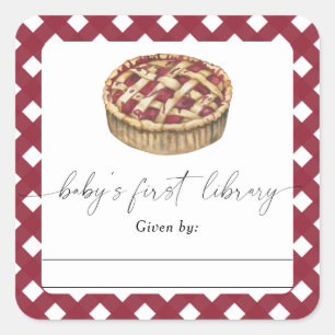 Aquarell-Pie - Baby-Shower-Exlibris Quadratischer Aufkleber