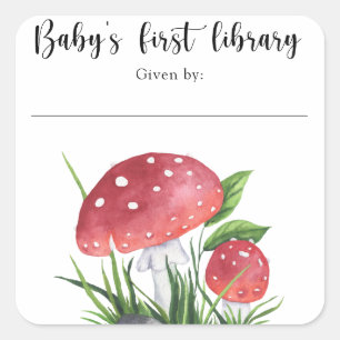 Aquarell-Pilze - Baby's erste Bibliothek Quadratischer Aufkleber