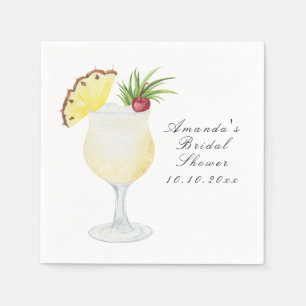 Aquarell-Pina-Colada-Cocktail-Junggesellinnenabsch Serviette