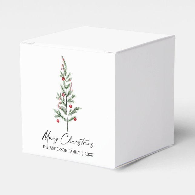Aquarell Pine Tree Calligrafy Tinte Weihnachten Geschenkschachtel (Vorderseite)