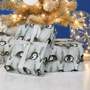 Aquarell Pinguine Weihnachten Geschenkpapier
