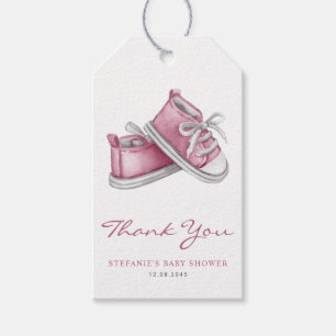 Aquarell Pink Baby Shoes Kinderdusche Danke Geschenkanhänger