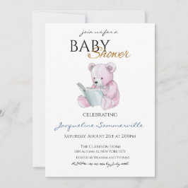 Aquarell Pink Bear Baby Dusche Es ist ein Mädchen Einladung