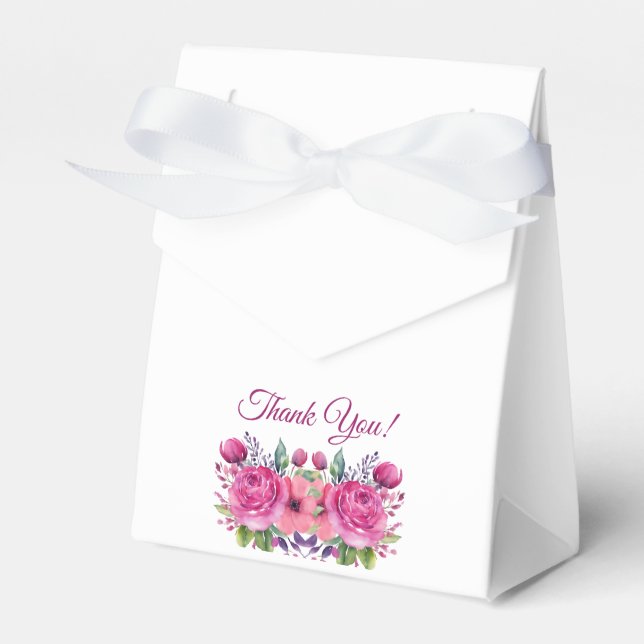 Aquarell Pink Blume Bouquet-Wedding Vielen Dank Geschenkschachtel (Vorderseite)