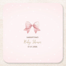 Aquarell Pink Bow Dots Baby Dusche Rechteckiger Pappuntersetzer