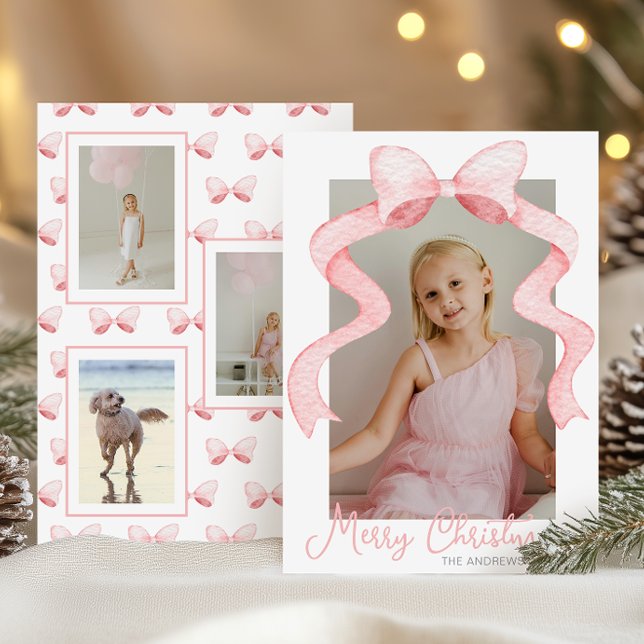 Aquarell Pink Bow Ribbon Sash Weihnachten Foto (Von Creator hochgeladen)