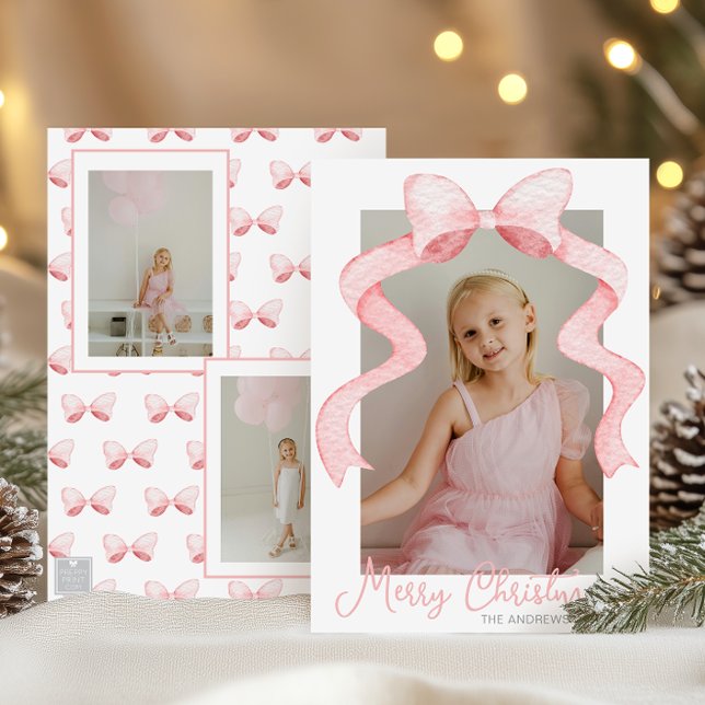 Aquarell Pink Bow Ribbon Sash Weihnachten Foto (Von Creator hochgeladen)