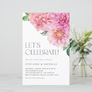 Aquarell Pink Dahlia Paare Dusche Einladung