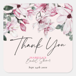 Aquarell Pink Floral Brautparty Vielen Dank Quadratischer Aufkleber