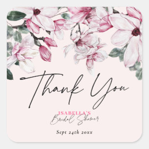 Aquarell Pink Floral Brautparty Vielen Dank Quadratischer Aufkleber