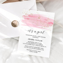Aquarell Pink & Gold Es ist eine Girl Baby Dusche