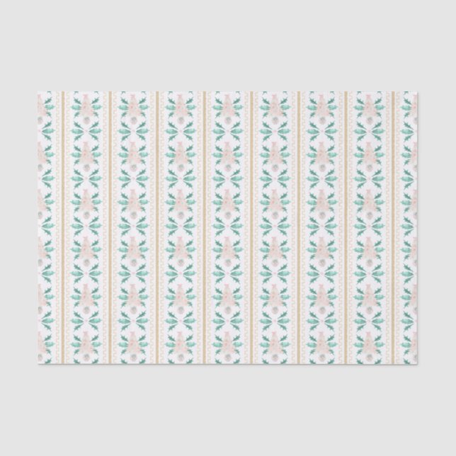 Aquarell Pink & Green Weihnachten Grandmillennial Seidenpapier (Vorderseite)