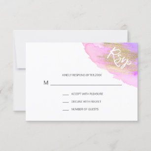 Aquarell Pink Lila Gold BAT MITZVAH UAWG RSVP Karte