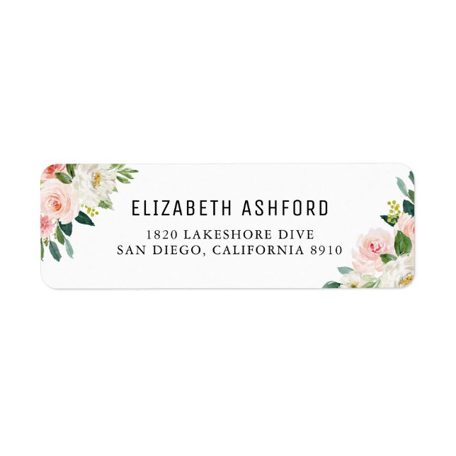Aquarell Pink Peach Floral Bouquets Adresse (Vorne)